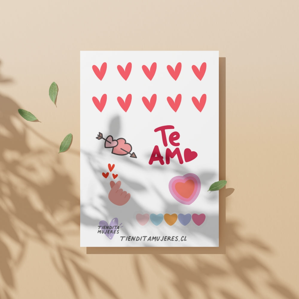 Lámina de Sticker corazones cute