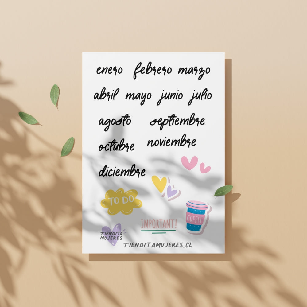 Lámina de Sticker meses